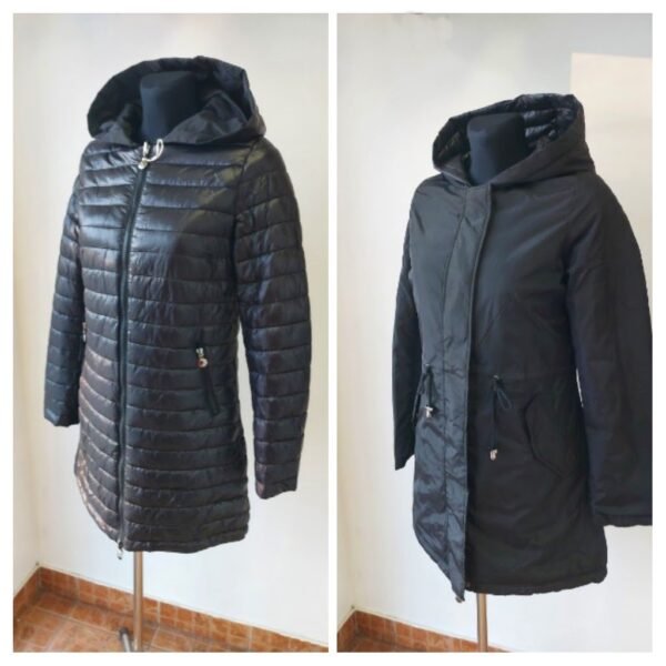 Sezoninė juoda dvipusė striukė